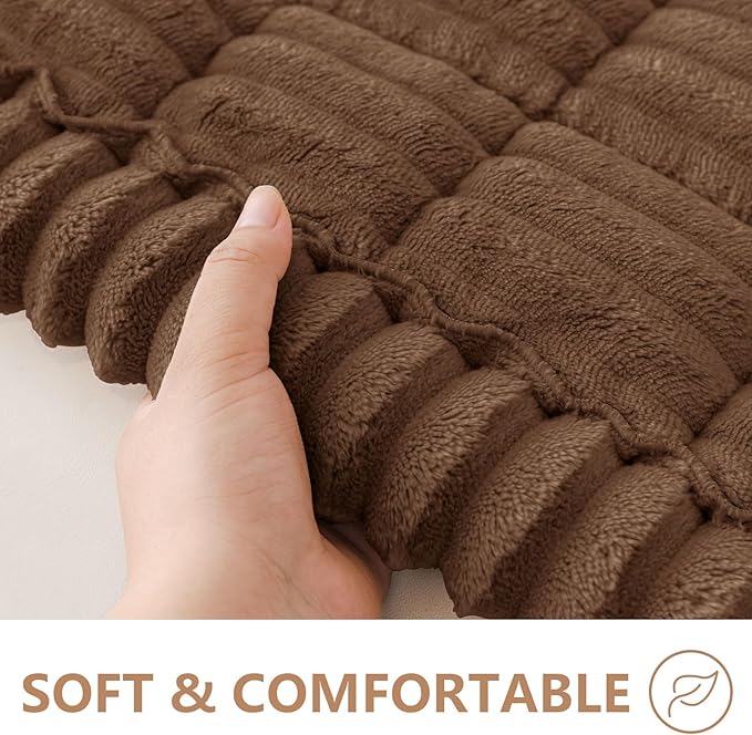 Smiry Couch Cover for Dogs Washable, Non Slip Fuzzy Pet Couch Covers for 3 Cushion Sofa Pet Friendly, Thick Soft Sofa Slipcovers Cushion Protector (Brown, 27.6" x 70.9")