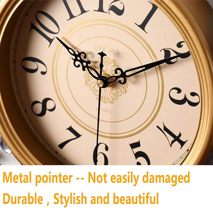 Crystal Metal Wall Clock Silent Non Ticking - 26"×21" Quality Quartz Battery Operated, Decorative for Kitchen, Living Room, Bedroom, Bathroom, Bedroom, Office