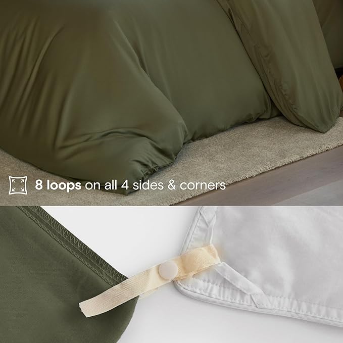 DOZ Duvet Cover Set, 100% Viscose derived from Bamboo, Organically Grown, Buttery Soft, Cooling Duvet Covers, High GSM, 1 Duvet Cover and 2 Pillowcases, 106"x90" (Olive, King/Cal King)