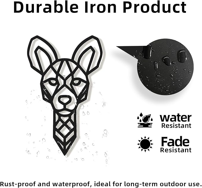 Geometric Animal Metal Wall Art – Modern Polygon Style Metal Wall Decor for Home, Living Room, or Office, Minimalist Wildlife Wall Sculpture, Black Steel Design (Style-4)