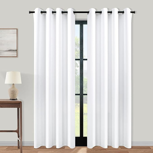 KOUFALL 52x92 Inch Length White Blackout Curtains for Bedroom
