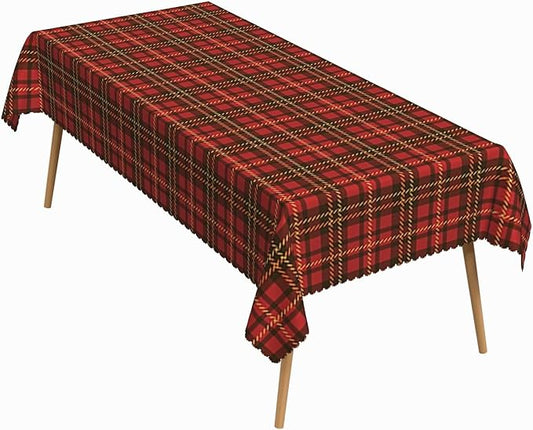 70x90 Inch Christmas Theme Rectangle Tablecloth Red Plaid Winter Folklore Table Cloth Washable Durable Table Cover for Kitchen Dining Banquet Ugly Christmas Sweater Party Decor