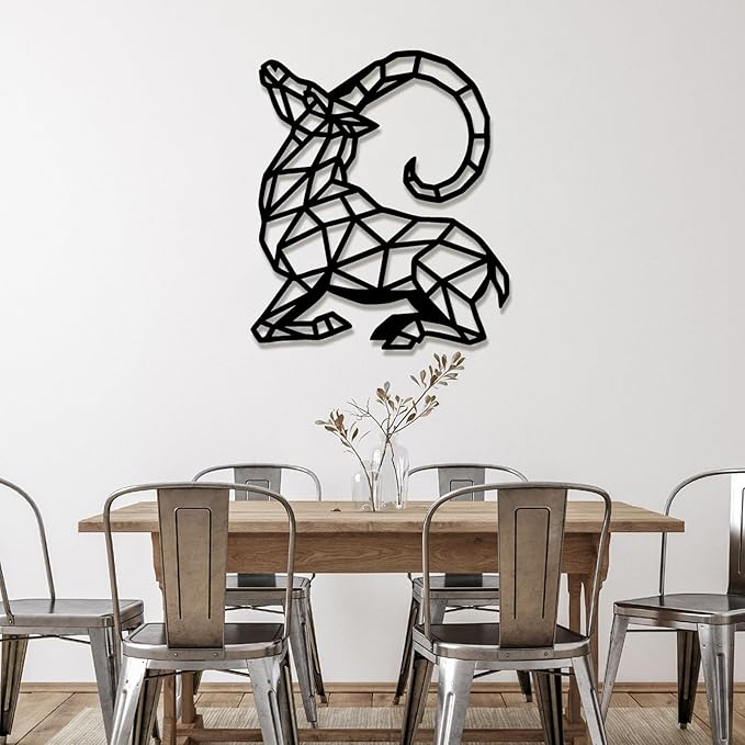 Geometric Animal Metal Wall Art – Modern Polygon Style Metal Wall Decor for Home, Living Room, or Office, Minimalist Wildlife Wall Sculpture, Black Steel Design (Style-6)