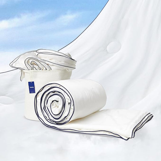 Vesta Heavyweight Silk Comforter, Overfilled Duvet Insert for Cold Sleepers & Winter, 100% Silk Fill with 100% Cotton Shell, Moisture-Wicking, Queen Size (White, Silk Weight: 4.2lbs)