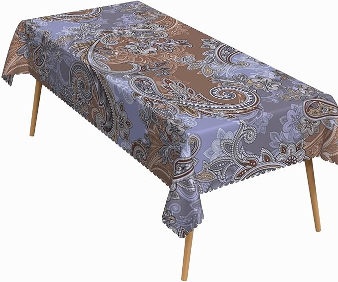 52x70 Inch Paisley Floral Rectangular Tablecloth Vintage Boho Flower Table Cloth Bohemian Washable Durable Table Cover for Dining Banquet Garden Patio Decor