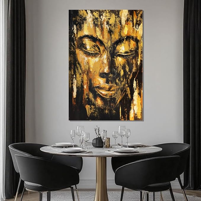 ZENPEE Black Large Wall Art, Gold Abstract Wall Art, Home Decorations for Living Room, Wall Decor for Bedroom Aesthetic, for Office, 24" x 36"