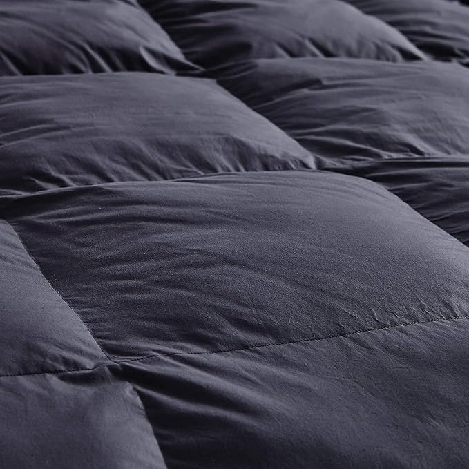 Luxurious Oversized California King Goose Down Comforter, 108 X 98 inches, Unique Gray Solid, 600 Thread Count, 100% Egyptian Cotton Cover, 80 Oz Fill Weight, 750 Fill Power