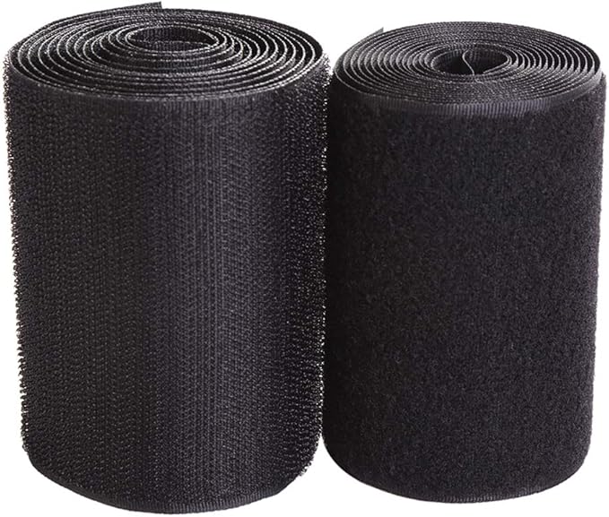 Sew on Hook and Loop Style 4 Inch Non-Adhesive Back Nylon Strips Fabric Fastener Non-Adhesive Interlocking Tape Black,3 Yard