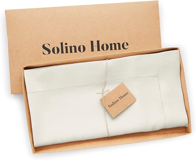 Solino Home Ivory Linen Tablecloth 52 x 52 Inch - 100% Pure Linen Square Table Throw - Classic Hemstitch, Machine Washable Table Cloth for Fall, Autumn, Thanksgiving, Christmas, Holiday