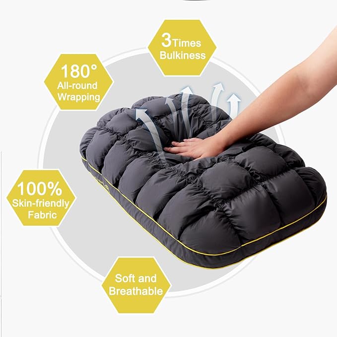 YOUR MOON Fluffy Support Bed Pillow Queen Size Set of 2, Super Soft Premium Down-Alternative Filling for Sleeping, Luxury Hotel Quality Bed Pillows for Side Sleeper (Gray)