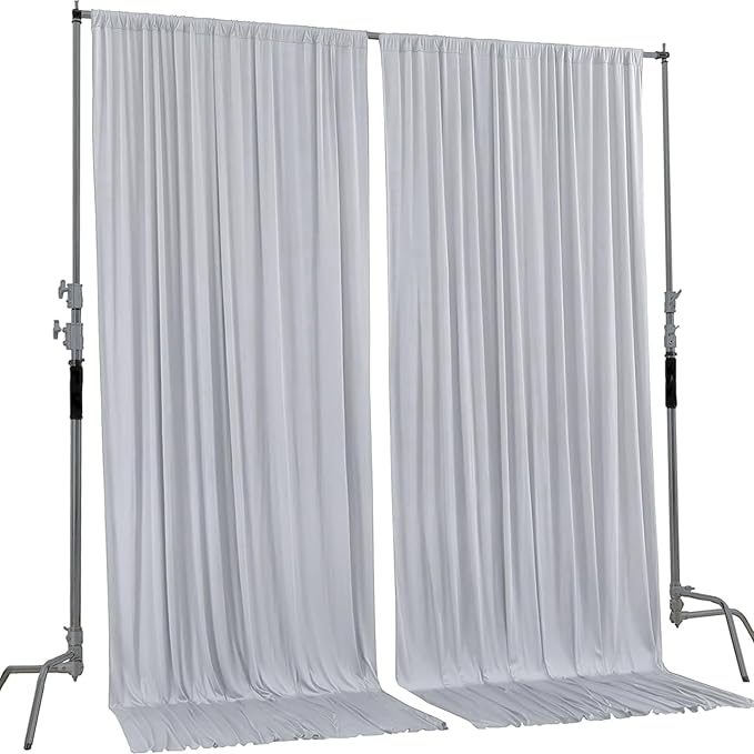 10ftx8ft Wrinkle Free Silver Backdrop Curtain for Parties, Thick Polyester Backdrop Drapes for Wedding Birthday Party Photography Background Baby Shower Decor