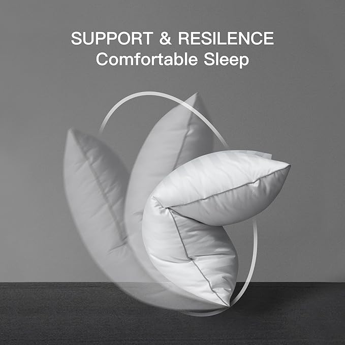 Hotel Grand Luxury Feather Down Pillows Standard Size Set of 2 Pack Hypoallergenic Medium Firm Pillows 100% Cotton Breathable Sleeping Pillows for Back/Side Sleepers Bed Pillows,20" X26"(2 Pack)