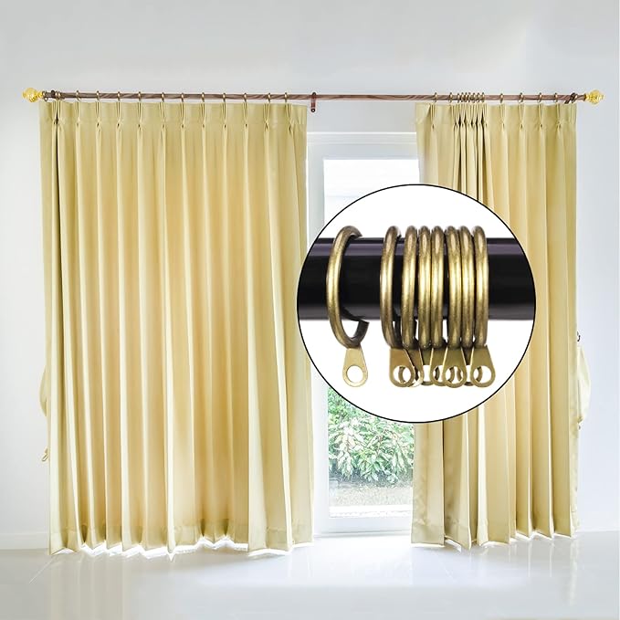 Shappy 40 Pack Metal Drapery Curtain Rod Rings with Eyelets Internal Diameter 1.18in Fits up to 0.79 in Rod Hanging Drape Sliding Eyelet Green Brass Rings for Window Door Shower Bathroom