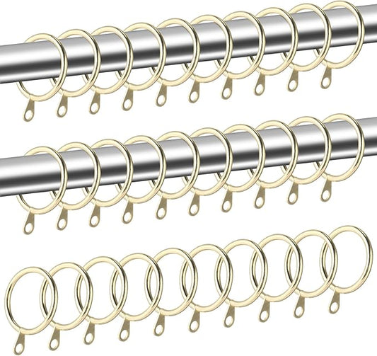 Shappy 40 Pack Metal Drapery Curtain Rod Rings with Eyelets Internal Diameter 1.18in Fits up to 0.79in Rod Hanging Drape Sliding Eyelet Gold Rings for Window Door Shower Bathroom