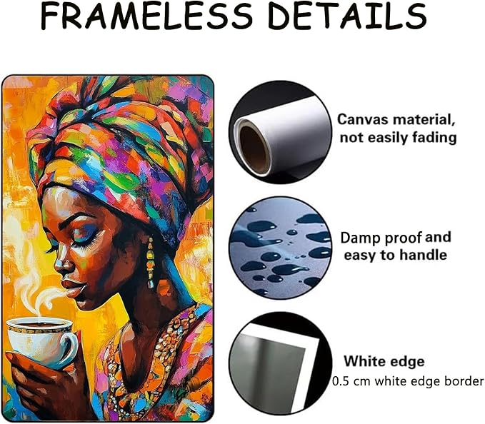 Eeuqiauot African American Women Canvas Wall Art Colorful Graffiti Afro Girl Painting Black Girl Canvas Print Modern Abstract Aesthetic Pictures for Living Room Bedroom 12x16inch Unframed