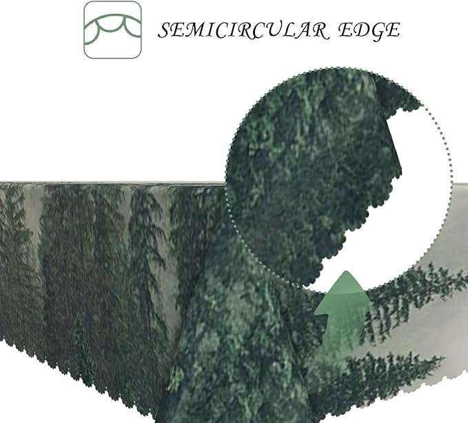 70x140 Inch Nature Scenery Rectangular Tablecloth Foggy Wild Forest Mysterious Secret Realm Table Cloth Waterproof Durable Table Cover for Home Game Room Banquet Picnic Outdoor BBQ Decor