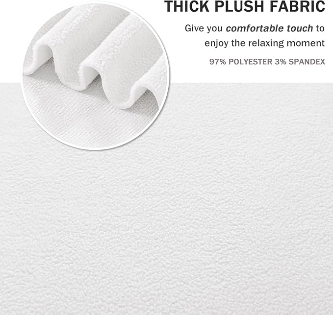NICEEC Sofa Cover Thick Plush 1-Piece Warm White Sofa Slipcover for Sofas Stretch Fluffy Couch Covers for Living Room Easy Fit Washable Soft Furniture Sofa Protector with Skirt