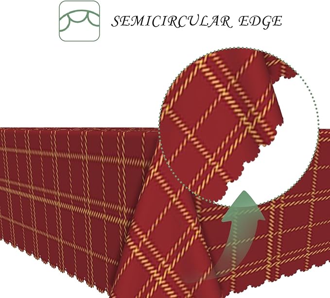 70x90 Inch Christmas Plaid Rectangle Tablecloth Vintage Tartan Dark Red Table Cloth Washable Durable Table Cover for Kitchen Dining Banquet Ugly Christmas Sweater Party Decor