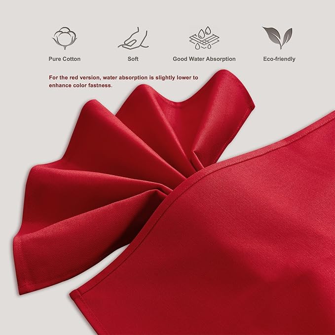 BALCONY & FALCON Cotton Cloth Napkins 6 Pack Red Square Soft Absorbent Washable 20 x 20 inches Napkins for Restaurant Weddings Holidays Family Dinners Hotels Gatherings