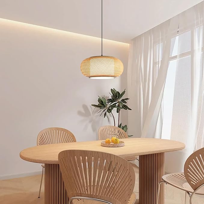 dining room light fixture Japanese lamp ,kitchen island pendant lights, Boho Bamboo Lighting Fixture, suitable for restaurants, Hotels and Guesthouses, Tea house. Nordic Log Style Lighting Decoration