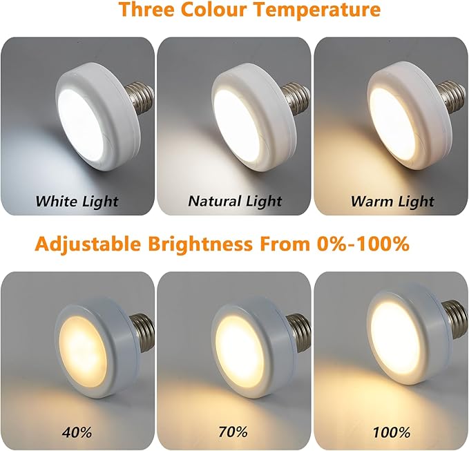 E26 Battery Operated Light Bulb for Lamps, Screw in LED Puck Lights with Remote, Replacement AA Battery Powered Dimmable Timer Light Bulb with USB Cable for Non Electric Wall Sconce,1 Pack