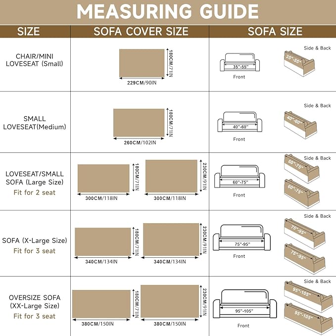 VClife Beige Couch Cover for Sofa 1 Piece Modern Minimalism Couch Cover for 3 Cushion Couch Sofa Slipcover Washable Soft Chenille Sofa Covers Furniture Protector for Bedroom Living Room 71''x150''