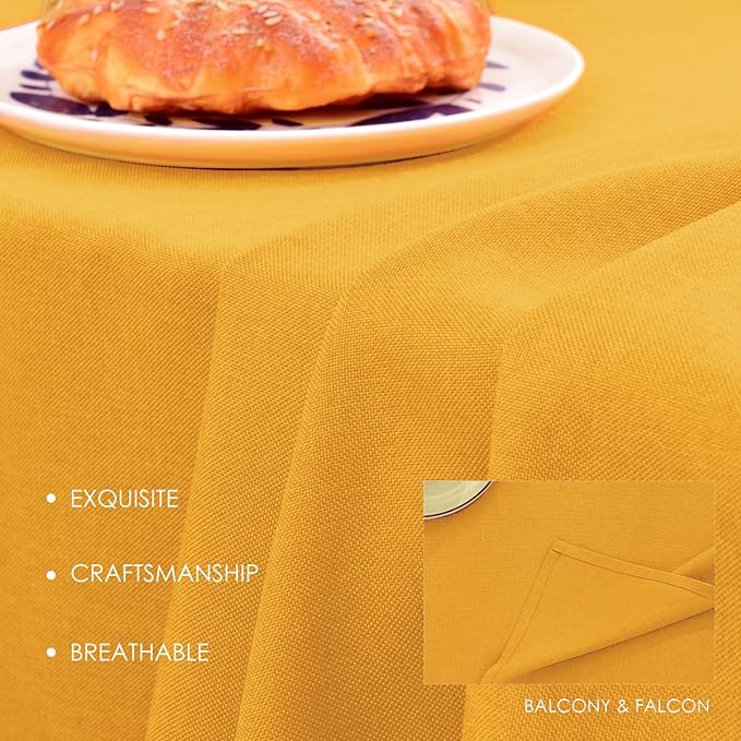 BALCONY & FALCON Rectangle Table Cloth – Waterproof, Wrinkle-Resistant & Dust-Proof Farmhouse Tablecloth for Dining, Kitchen, Party Decorations, Outdoor Patio, Baby Shower (Yellow, 55" x 71")