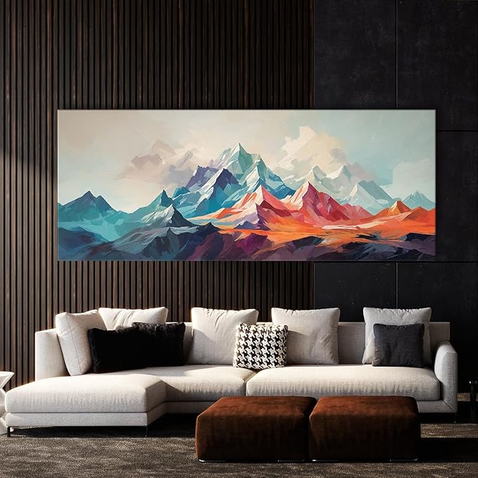 Sense Canvas Scandinavian Angular Peaks 87 Canvas Art - Home Decor Wall Art Print Poster Painting Small 20x8 / 1.5"