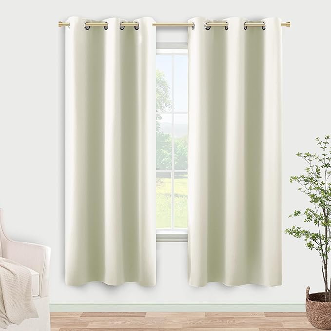 KOUFALL 72 Inch Length Curtain Panels,50% Blackout Room Darkening Boho Modern Farmhouse Curtains for Living Room Bedroom 72 Inches Long,Cream Beige