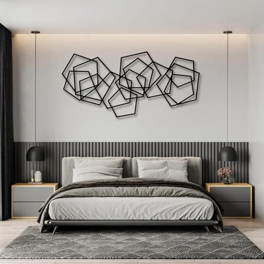 Metal Geometric Home Wall Decor ，Contemporary Minimalist Metal Wall Art, Abstract Decor for Home, Modern Sculpture for Living Room, Bedroom, Office Decoration (30"X15" / 76X37 CM)