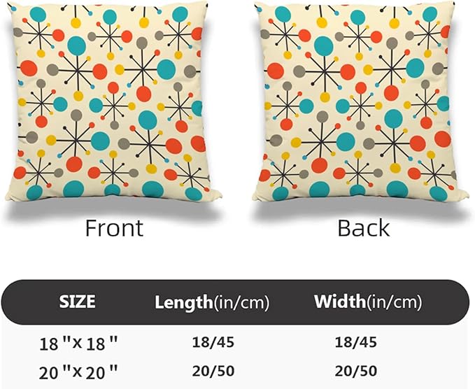 Retro Mid Century Pillow Covers 18x18 Inch Set of 2 Yellow Vintage Throw Pillow Cover Modern Retro Pattern Square Pillowcase Cushion Cases for Home Couch Bed Sofa