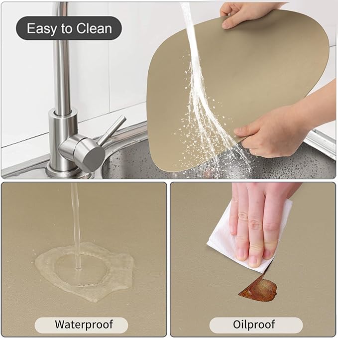 Faux Leather Placemats Set of 2 and Coasters, Heat Resistant Placemats for Dining Table, Waterproof Wipeable Washable Dinner Table Mats, Easy to Clean Kitchen Place Mats Romantic Golden