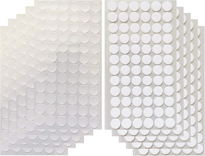 Vkey 700pcs (350pairs) 1.5cm Diameter Transparent Sticky Back Thin Clear Dots with Adhesive Hook & Loop Coins Tapes