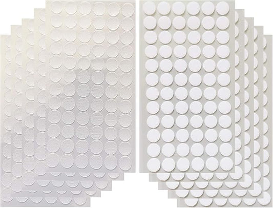 Vkey 700pcs (350pairs) 1.5cm Diameter Transparent Sticky Back Thin Clear Dots with Adhesive Hook & Loop Coins Tapes