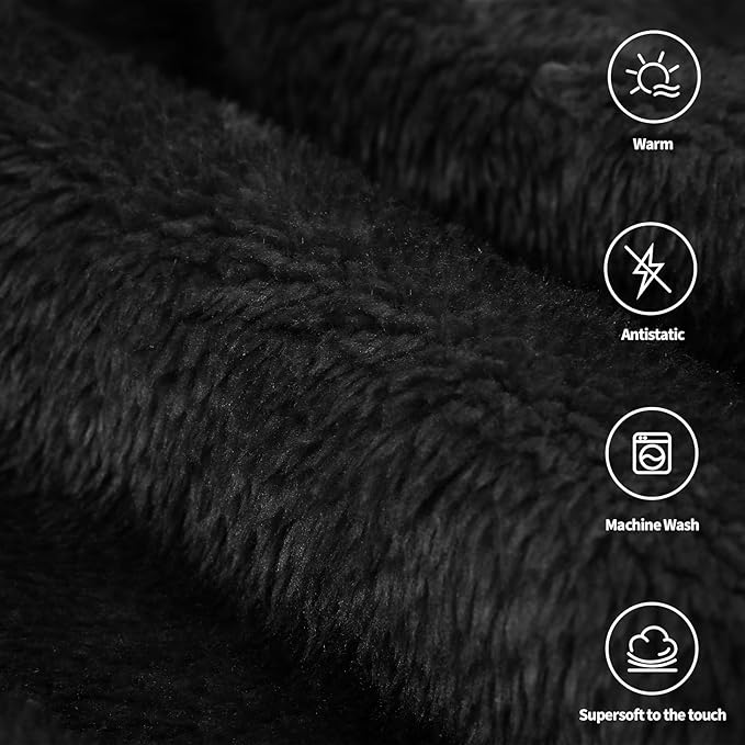 Plush Fleece Throw Blanket for Couch and Bed, Fluffy Fuzzy Cozy Lightweight Soft Blankets All Season Use (40x50 Inches,Black)