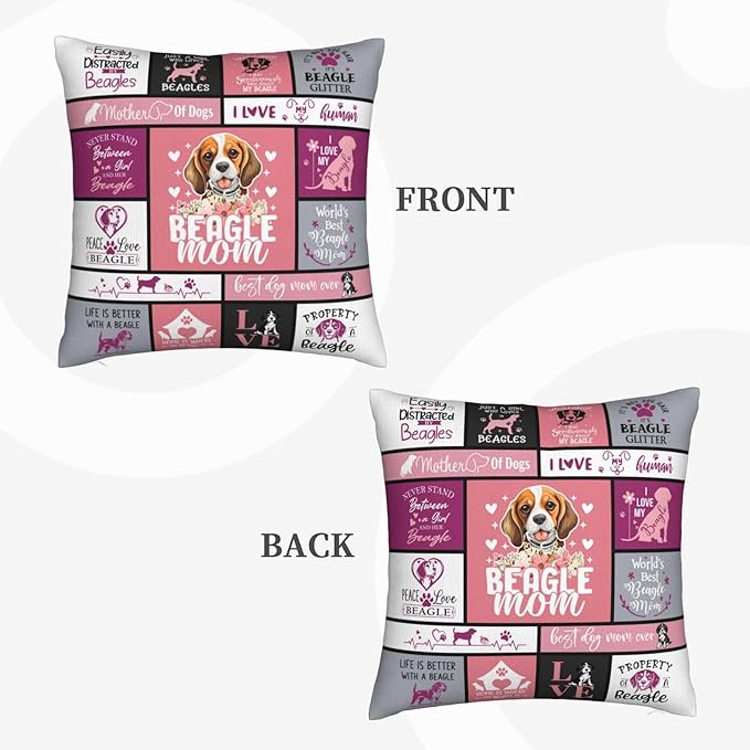 Christmas Beagle Gifts for Women, Funny Beagle Themed Gifts for Beagles Lovers, Best Beagles Mom Gift for Christmas, Xmas, Dog Mom Gift for Beagle's Owner Throw Pillow Cover 18x18 Inches