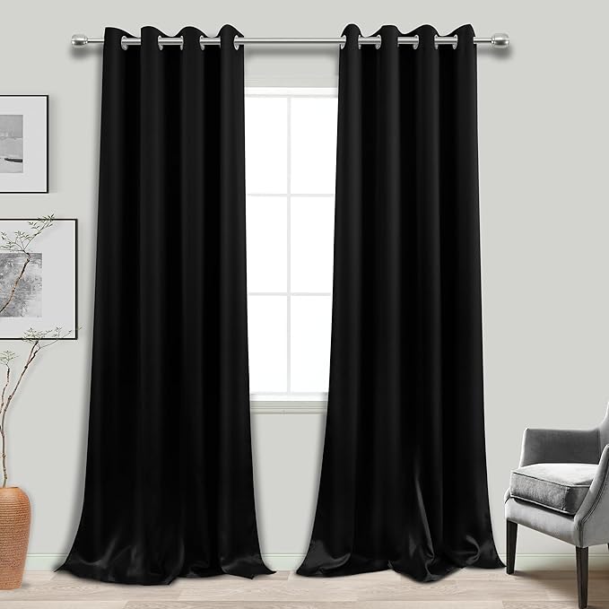 KOUFALL Blackout Curtains 102 Inches Long for Living Room 2 Panles Set Grommet Top Window Sun Light Blocker Custom Made Size Thermal Insulated Thick Black Out Curtains for Bedroom,52x102 in Length