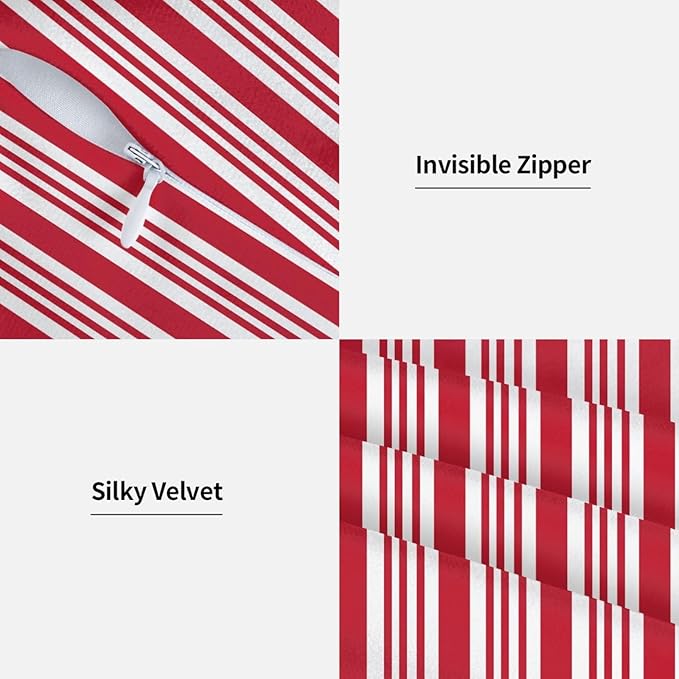 Red and White Striped Pillow Covers 18x18 Inch Set of 2 Red Stripes Throw Pillow Cover Lines Texture Square Pillowcase Cushion Cases for Home Couch Bed Sofa