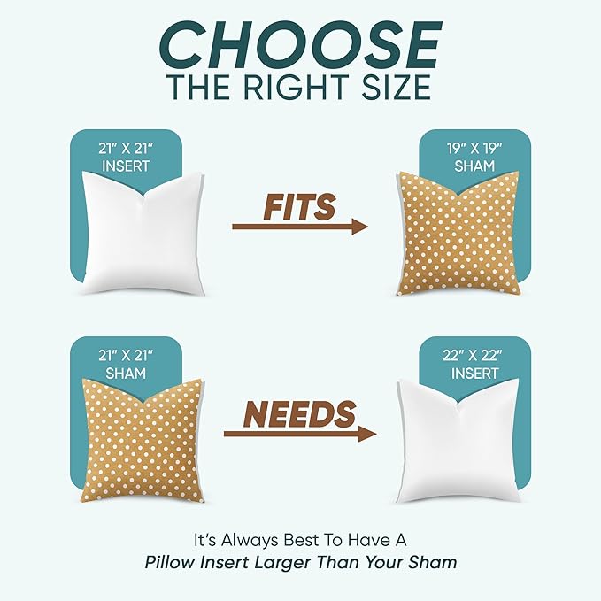 Pillowflex Synthetic Down Pillow Insert - 21x21 Down Alternative, Ultra Soft Large Square Throw Pillow, Couch Sham, Bed Sleeping - 1 Decorative Accent Form