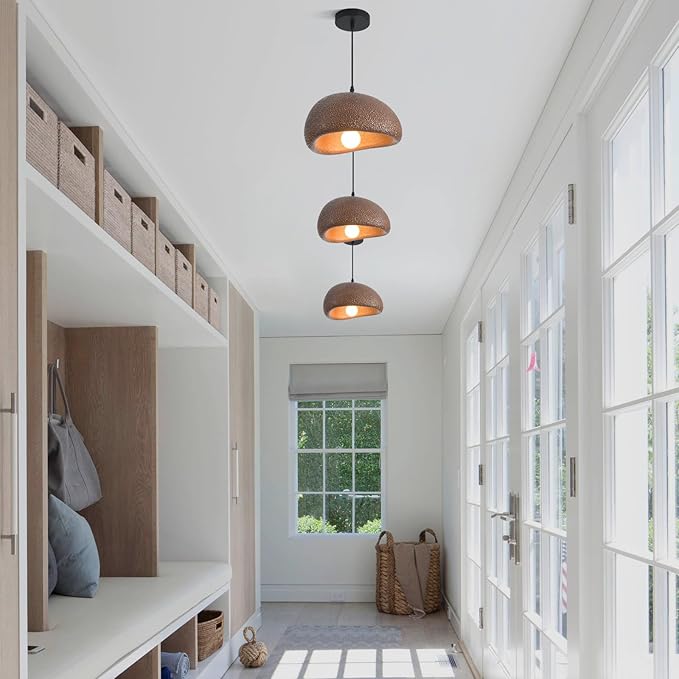 11.8in Wabi Sabi Pendant Lights Kitchen Island Lighting Fixture Ceiling Mount Brown Modern Japanese Lamp Japandi Chandelier for Dining Living Room Hallway Bedroom Restaurant Hanging Lamp