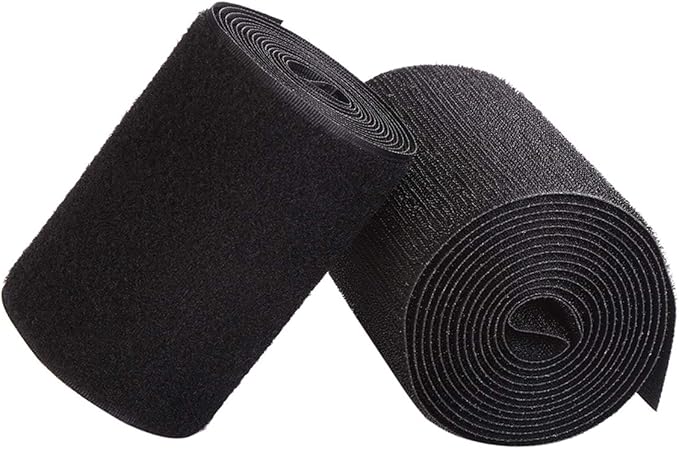 Sew on Hook and Loop Style 4 Inch Non-Adhesive Back Nylon Strips Fabric Fastener Non-Adhesive Interlocking Tape Black,3 Yard