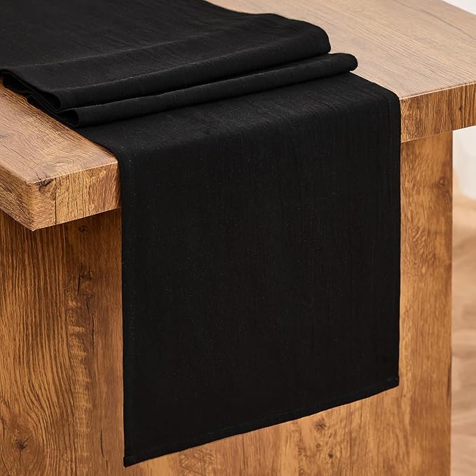 Letjolt Black Table Runner 108 Inches Long Rustic Table Runner Cotton Runner Plain Table Decor