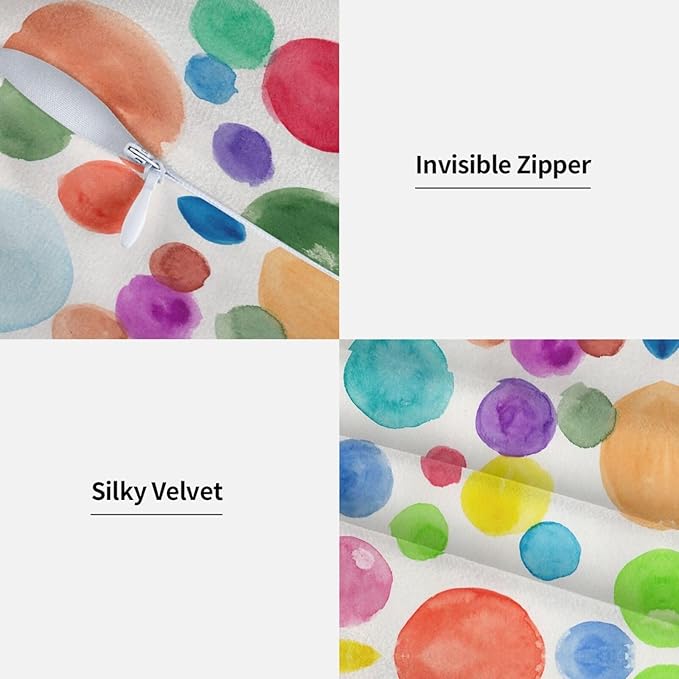 Colorful Polka Dot Pillow Covers 20x20 Inch Set of 2 Rainbow Colorful Circles Throw Pillow Cover Watercolor Circles Square Pillowcase Cushion Cases for Home Couch Bed Sofa