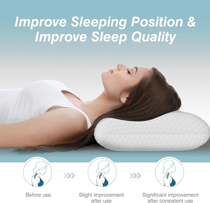 DUMOS Memory Foam Pillows for Sleeping 3 Pack, Bed Pillows for Adults with Washable Cover and Breathable Mesh, Gel Cooling Pillow for Back and Side Sleeper Support, White