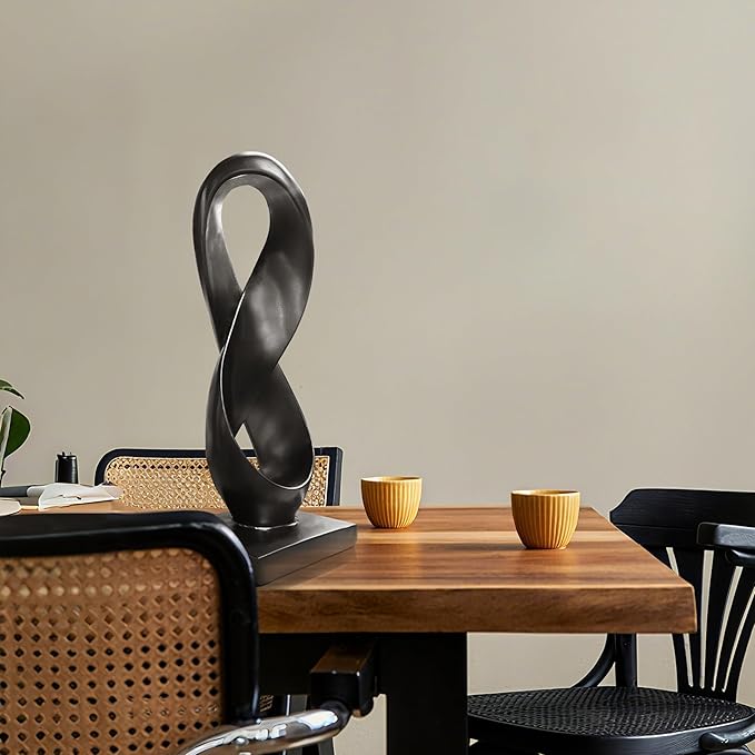 SIMON'S SHOP Black Abstract Sculpture Modern Statue for Shelf Desktop Mantel Number Eight Knot Minimalist Decoration
