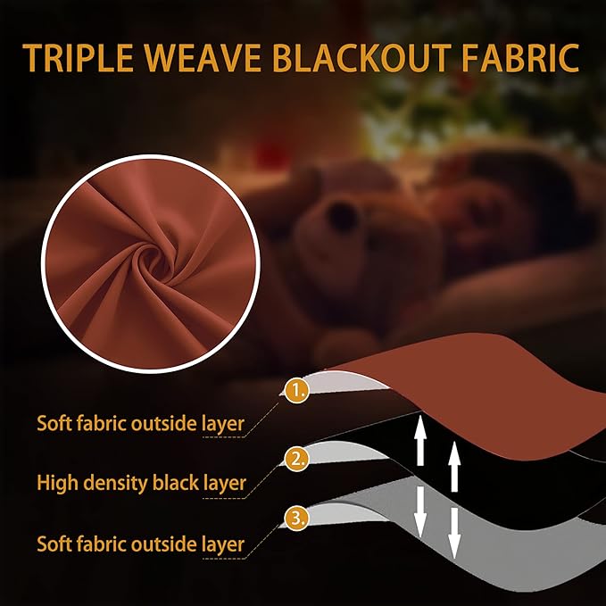 KOUFALL 72 Inches Long Room Darkening Curtains for Living Room 2 Panels Set Summer Fall Blackout Grommet Window Drapes for Bedroom Tangerine Orange