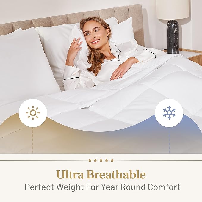 Down Alternative Comforter California King Size - Extra Fluffy Duvet Insert - Thick Puffy Premium All Season Winter - Luxury Breathable Hotel Cooling Comforter - California King, White, 104x96 inches