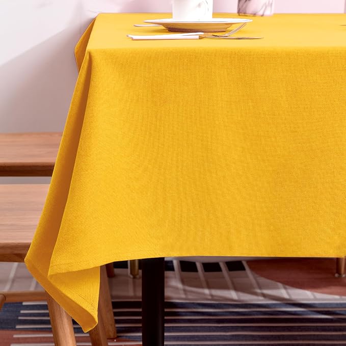 BALCONY & FALCON Table Cloth for 6 Foot Rectangle Tables – Waterproof, Wrinkle-Free Farmhouse Tablecloth for Dining, Kitchen, Wedding, Baby Shower & Holiday Gatherings (Yellow, 55" x 95")