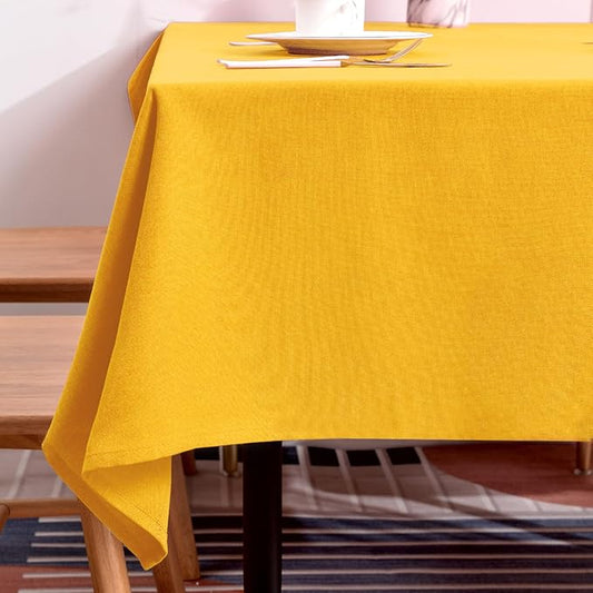 BALCONY & FALCON Rectangle Table Cloth – Waterproof, Wrinkle-Resistant & Dust-Proof Farmhouse Tablecloth for Dining, Kitchen, Party Decorations, Outdoor Patio, Baby Shower (Yellow, 55" x 71")