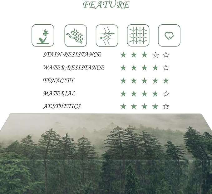 70x120 Inch Nature Scenery Rectangular Tablecloth Foggy Wild Forest Mysterious Secret Realm Table Cloth Waterproof Durable Table Cover for Home Game Room Banquet Picnic Outdoor BBQ Decor